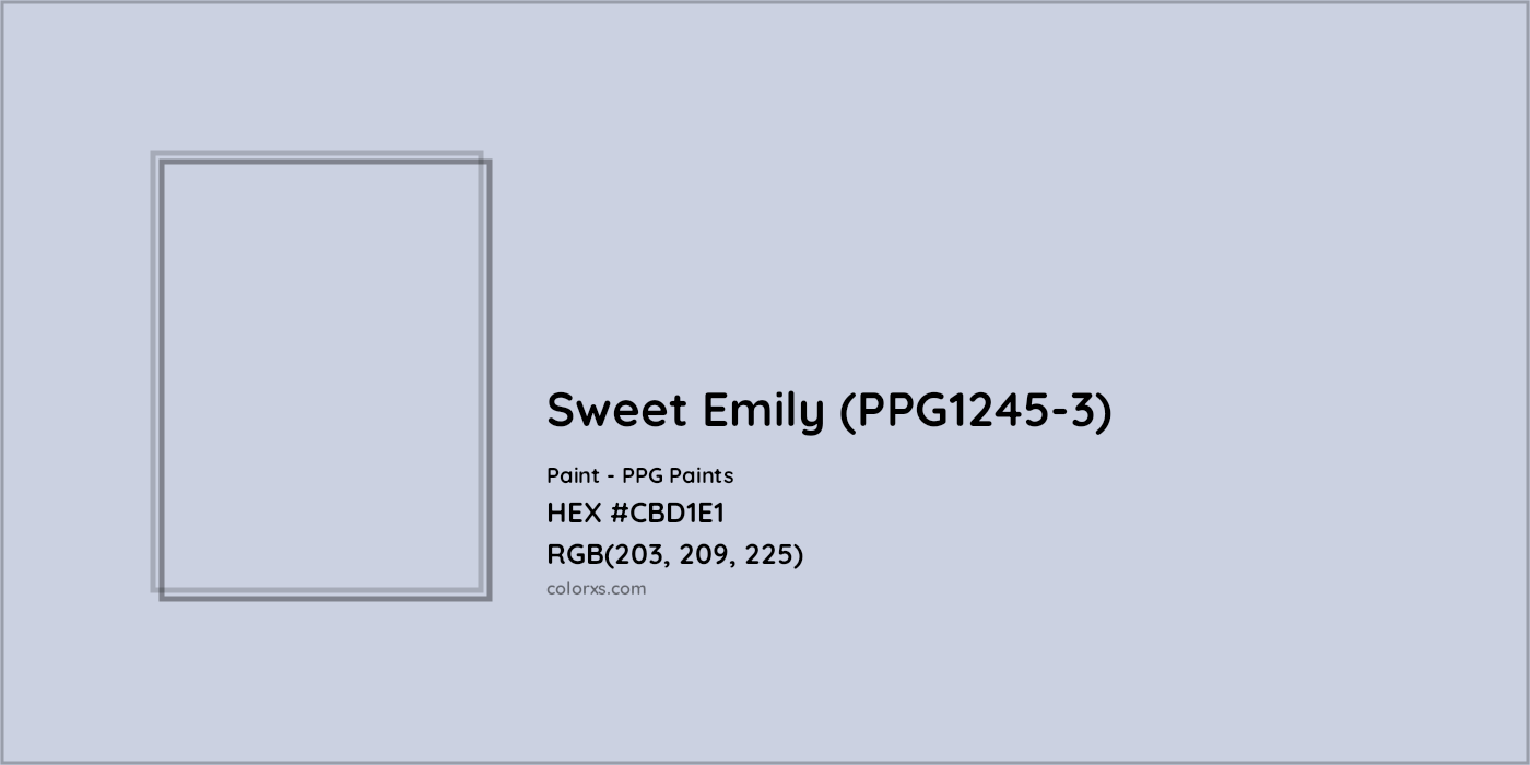 HEX #CBD1E1 Sweet Emily (PPG1245-3) Paint PPG Paints - Color Code