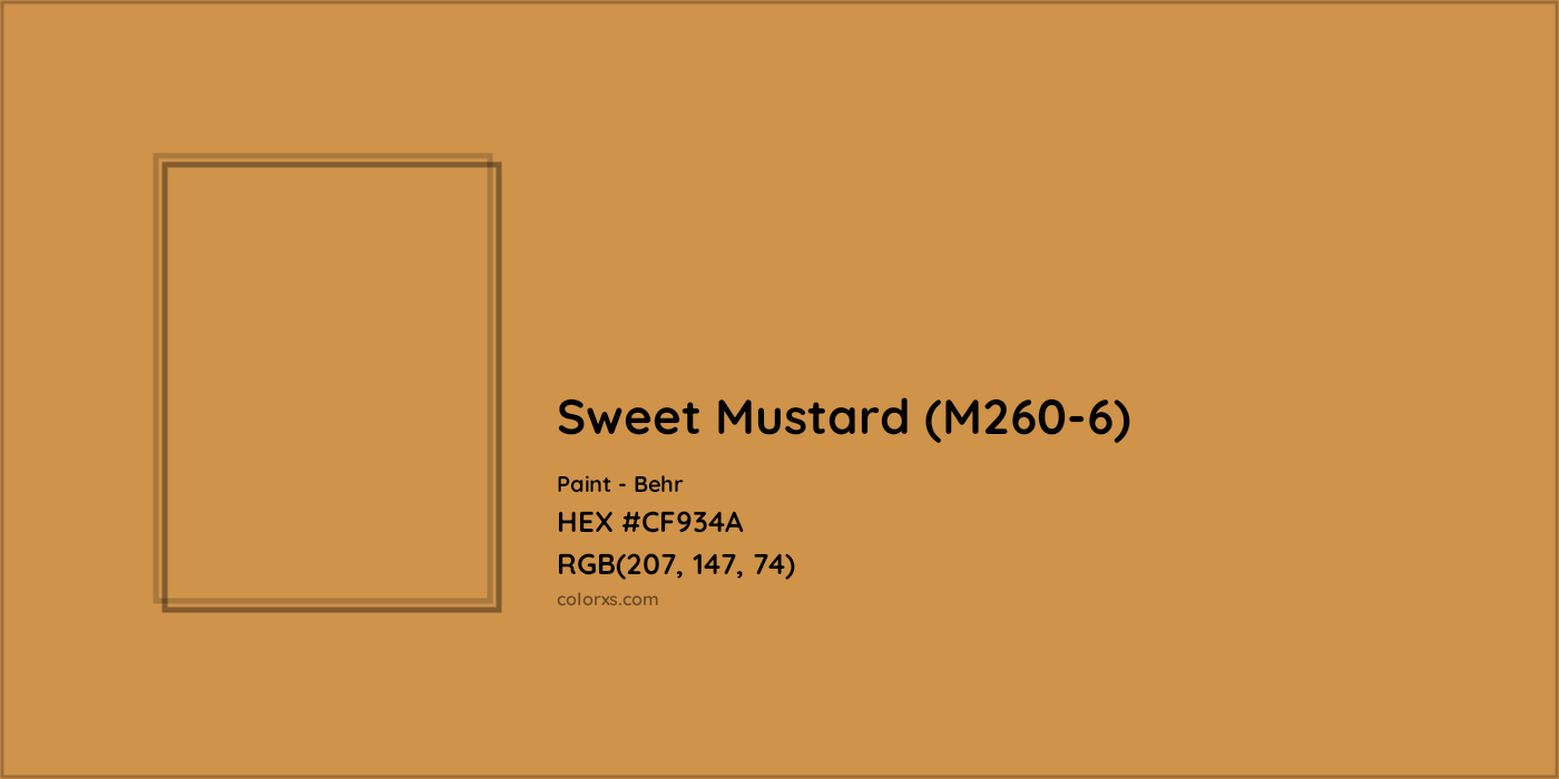 HEX #CF934A Sweet Mustard (M260-6) Paint Behr - Color Code
