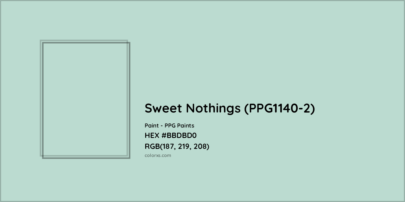 HEX #BBDBD0 Sweet Nothings (PPG1140-2) Paint PPG Paints - Color Code