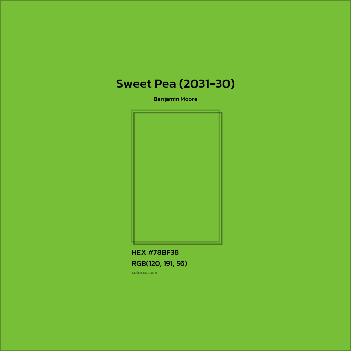 HEX #78BF38 Sweet Pea (2031-30) Paint Benjamin Moore - Color Code