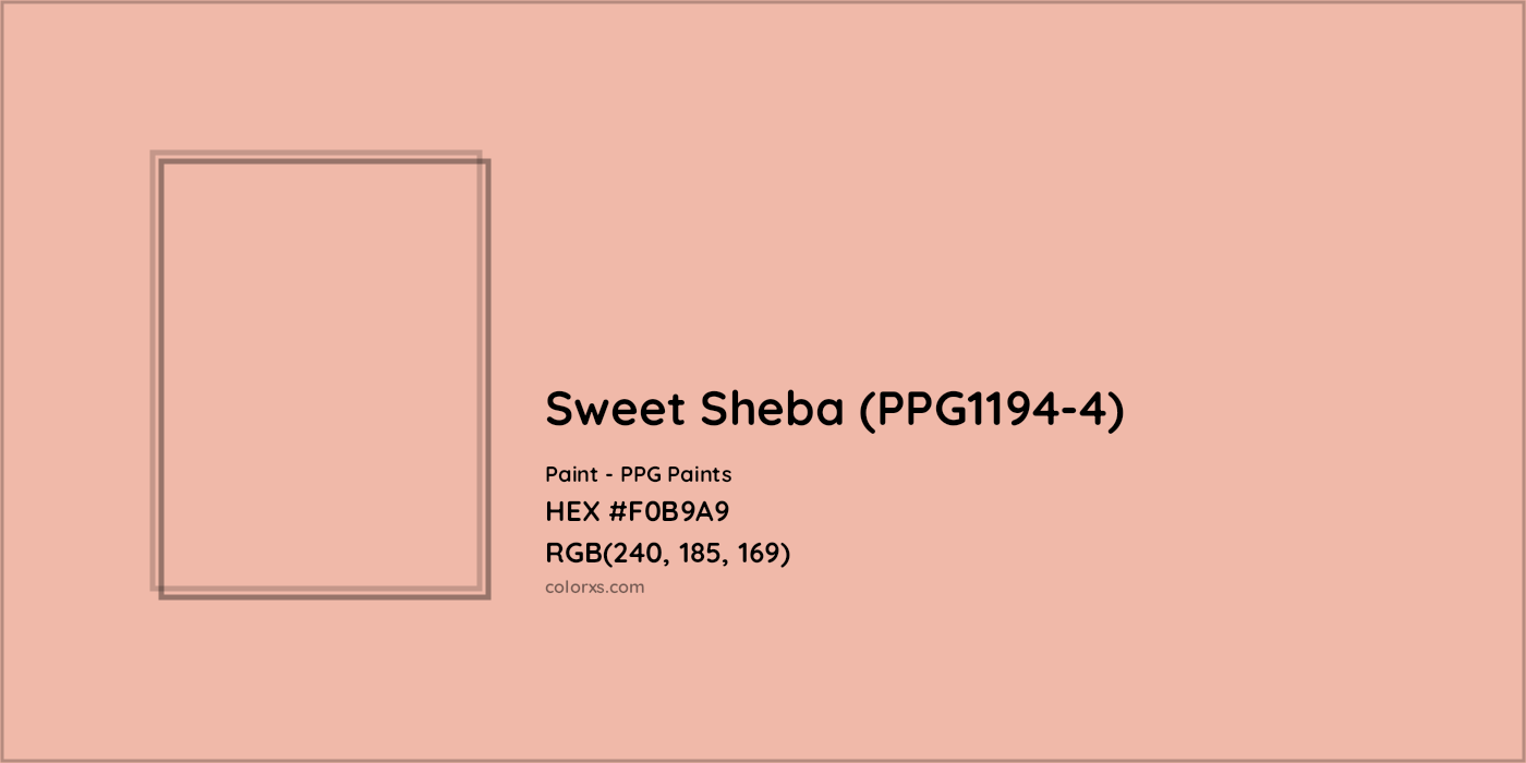 HEX #F0B9A9 Sweet Sheba (PPG1194-4) Paint PPG Paints - Color Code