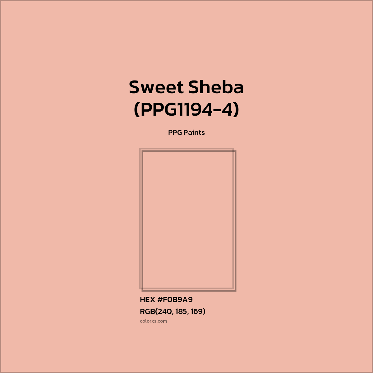 HEX #F0B9A9 Sweet Sheba (PPG1194-4) Paint PPG Paints - Color Code