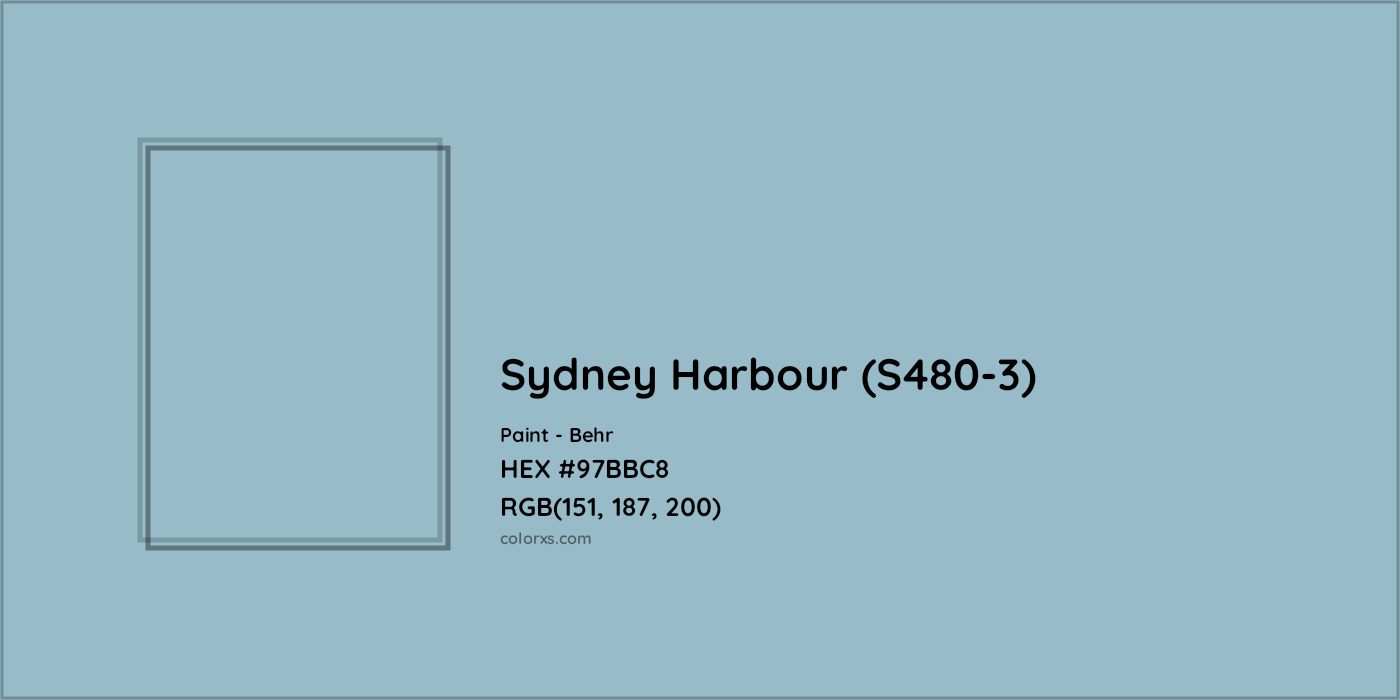 HEX #97BBC8 Sydney Harbour (S480-3) Paint Behr - Color Code
