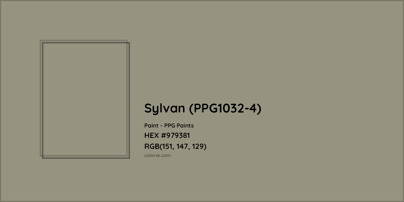 HEX #979381 Sylvan (PPG1032-4) Paint PPG Paints - Color Code