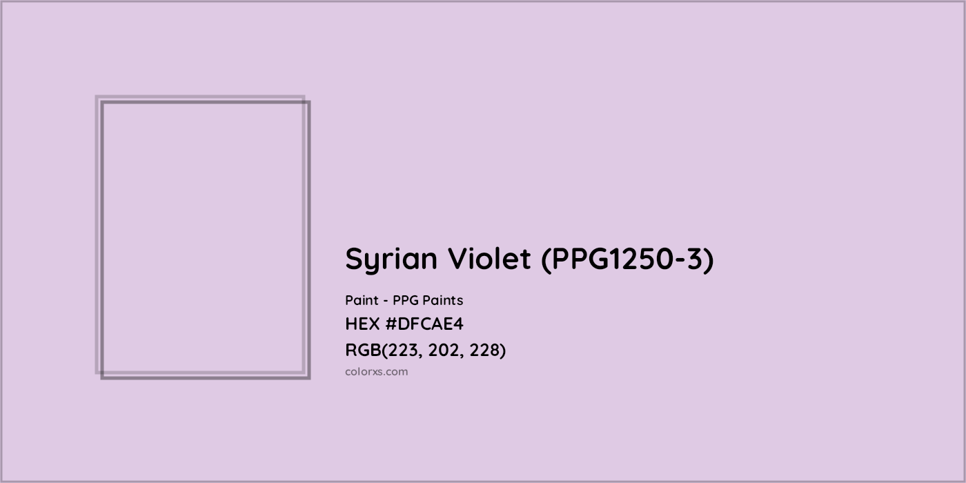HEX #DFCAE4 Syrian Violet (PPG1250-3) Paint PPG Paints - Color Code