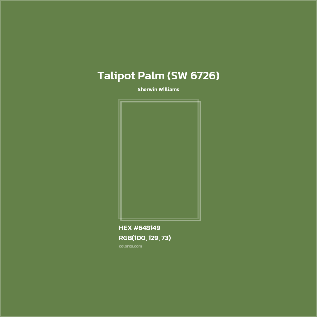 HEX #648149 Talipot Palm (SW 6726) Paint Sherwin Williams - Color Code