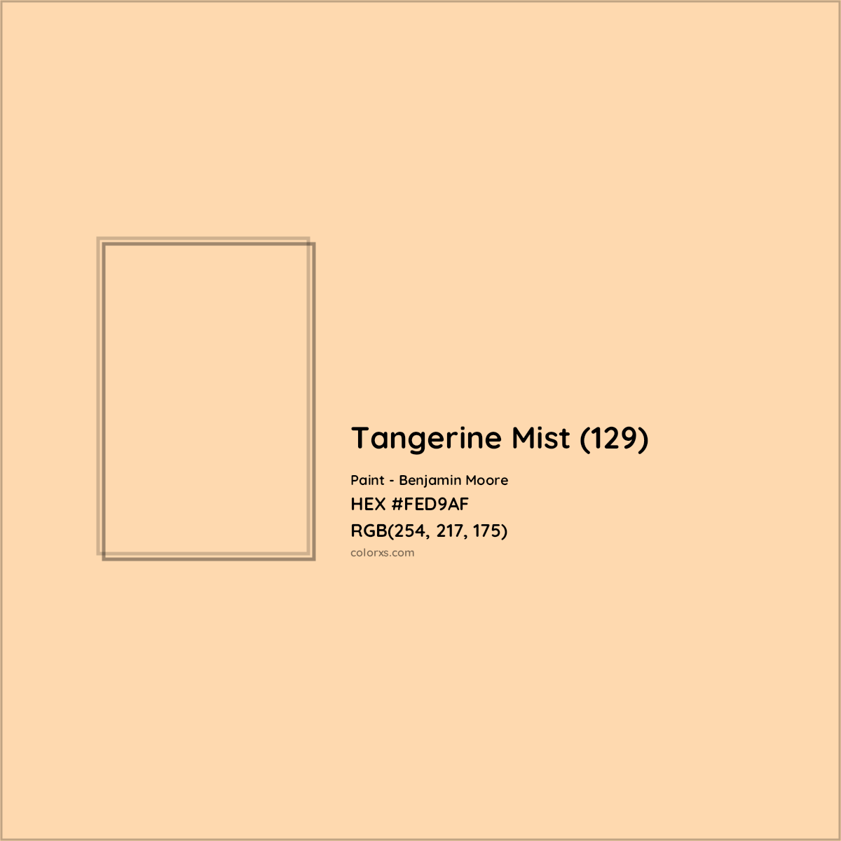 HEX #FED9AF Tangerine Mist (129) Paint Benjamin Moore - Color Code