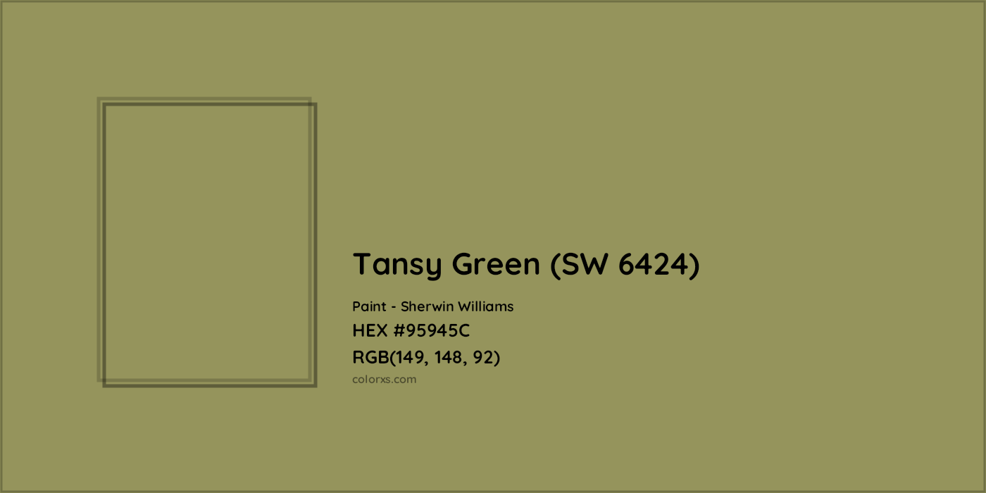HEX #95945C Tansy Green (SW 6424) Paint Sherwin Williams - Color Code
