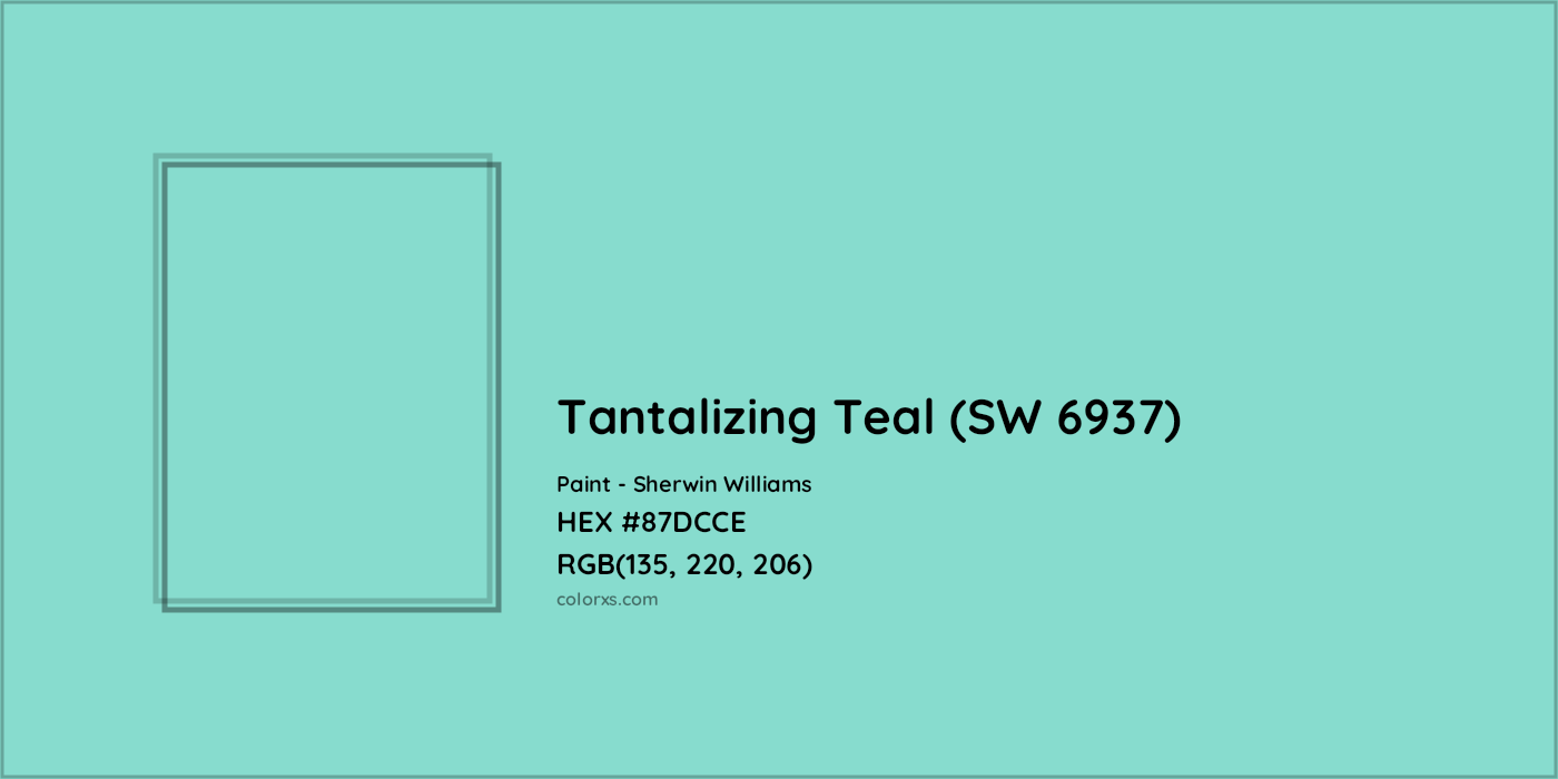 HEX #87DCCE Tantalizing Teal (SW 6937) Paint Sherwin Williams - Color Code