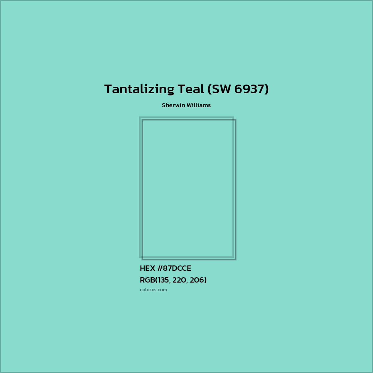 HEX #87DCCE Tantalizing Teal (SW 6937) Paint Sherwin Williams - Color Code