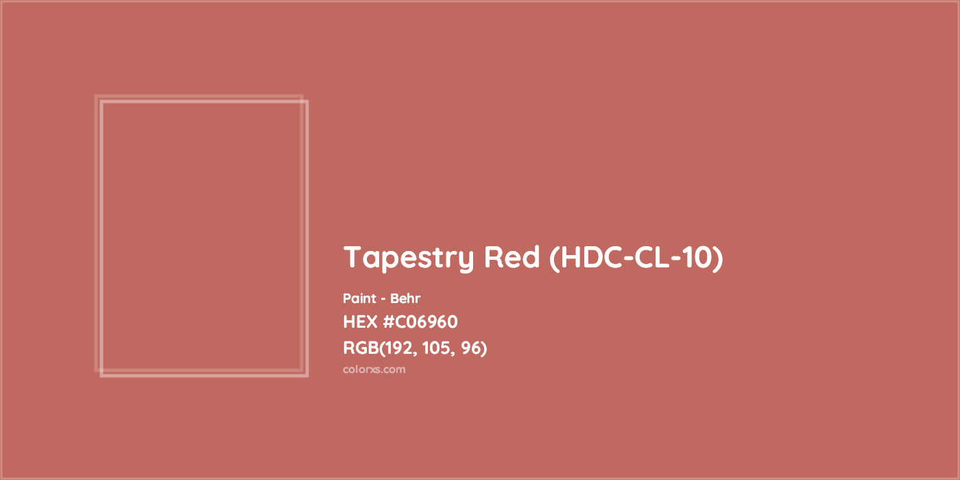 HEX #C06960 Tapestry Red (HDC-CL-10) Paint Behr - Color Code
