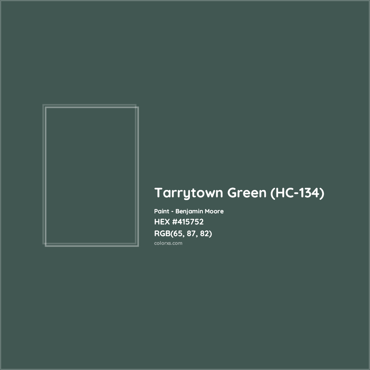 HEX #415752 Tarrytown Green (HC-134) Paint Benjamin Moore - Color Code