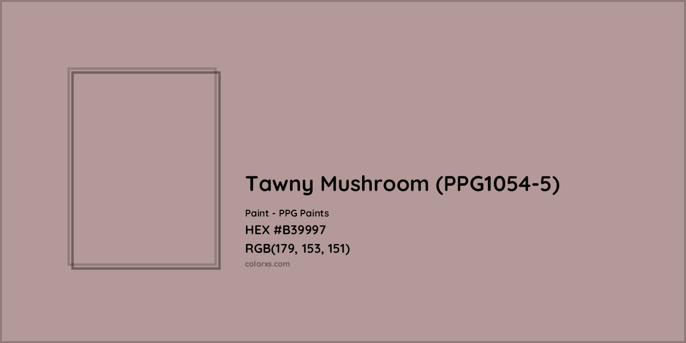 HEX #B39997 Tawny Mushroom (PPG1054-5) Paint PPG Paints - Color Code