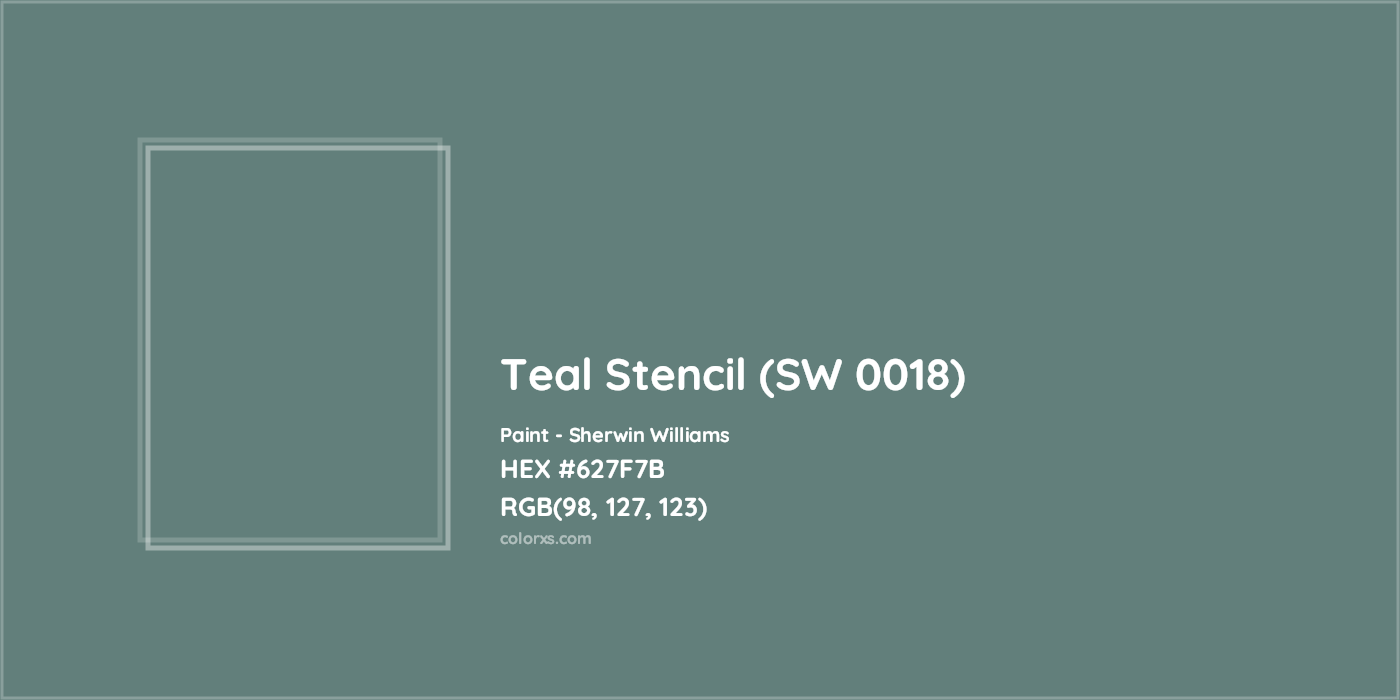 HEX #627F7B Teal Stencil (SW 0018) Paint Sherwin Williams - Color Code