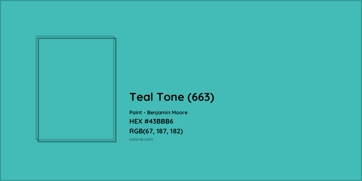 HEX #43BBB6 Teal Tone (663) Paint Benjamin Moore - Color Code