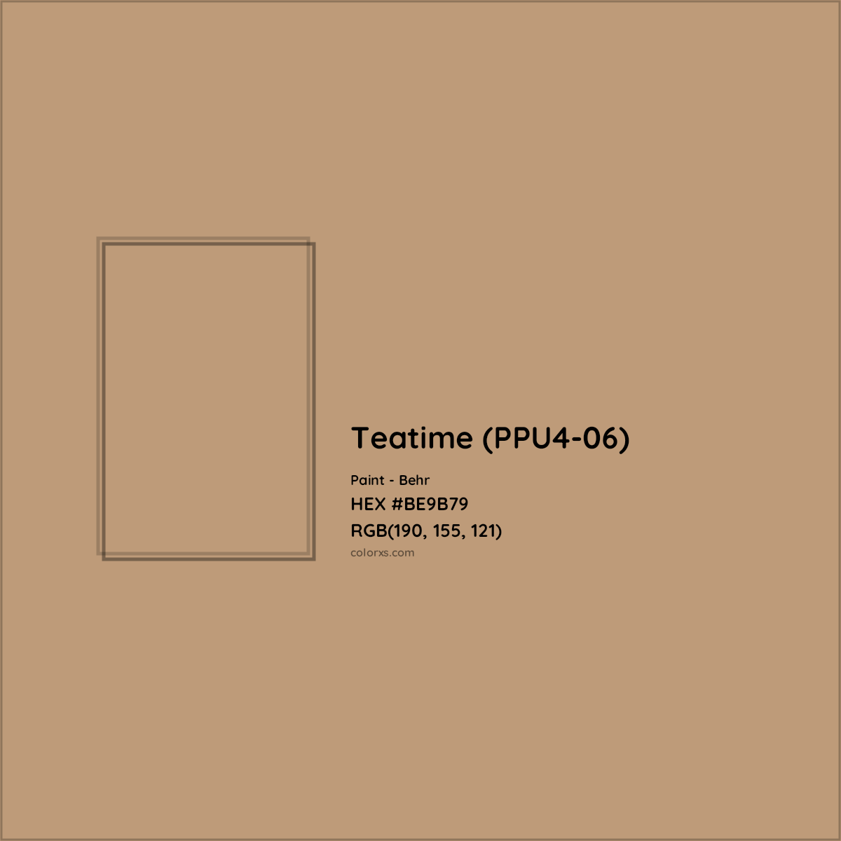 HEX #BE9B79 Teatime (PPU4-06) Paint Behr - Color Code