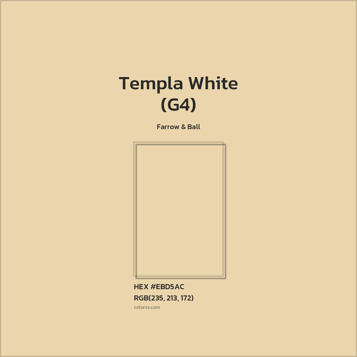 HEX #EBD5AC Templa White (G4) Paint Farrow & Ball - Color Code