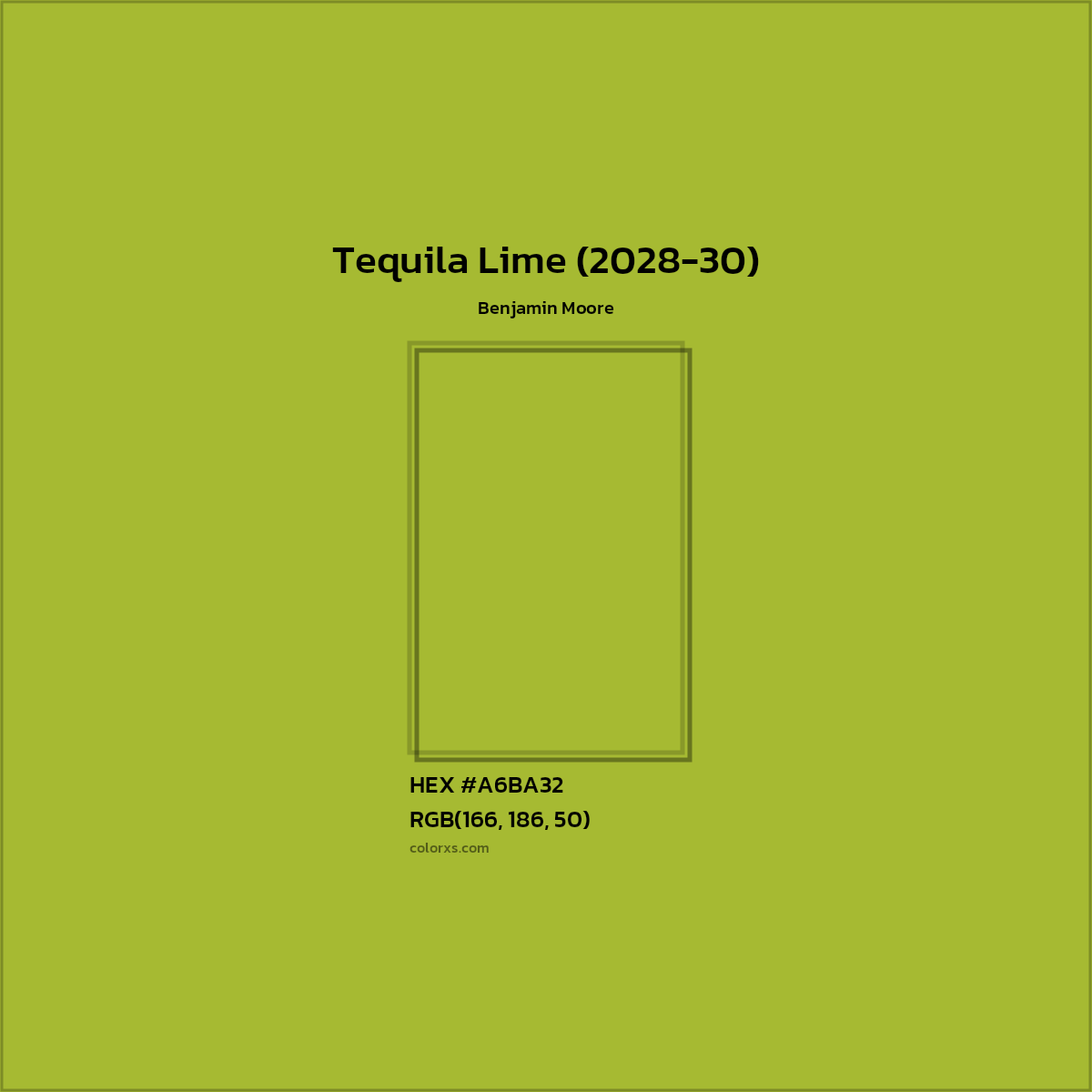 HEX #A6BA32 Tequila Lime (2028-30) Paint Benjamin Moore - Color Code