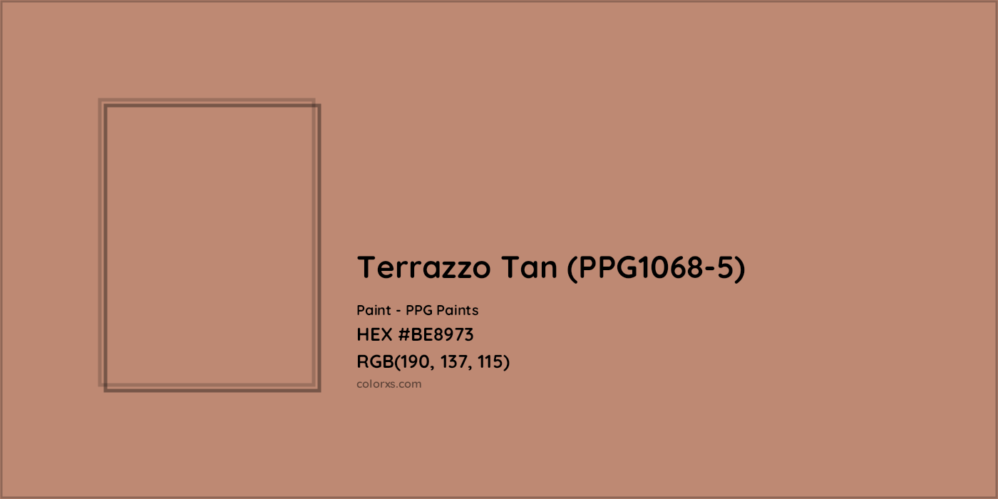 HEX #BE8973 Terrazzo Tan (PPG1068-5) Paint PPG Paints - Color Code
