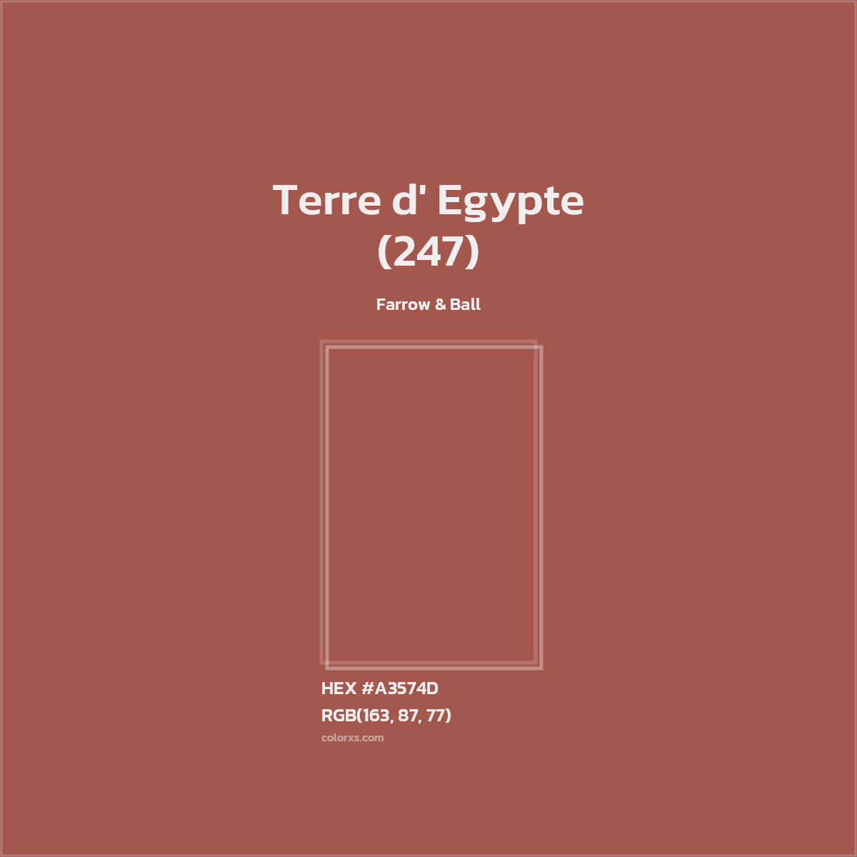 HEX #A3574D Terre d' Egypte (247) Paint Farrow & Ball - Color Code