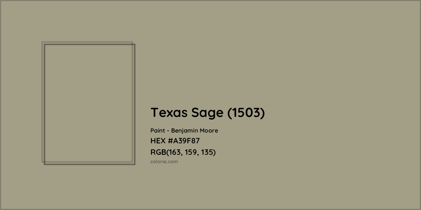 HEX #A39F87 Texas Sage (1503) Paint Benjamin Moore - Color Code