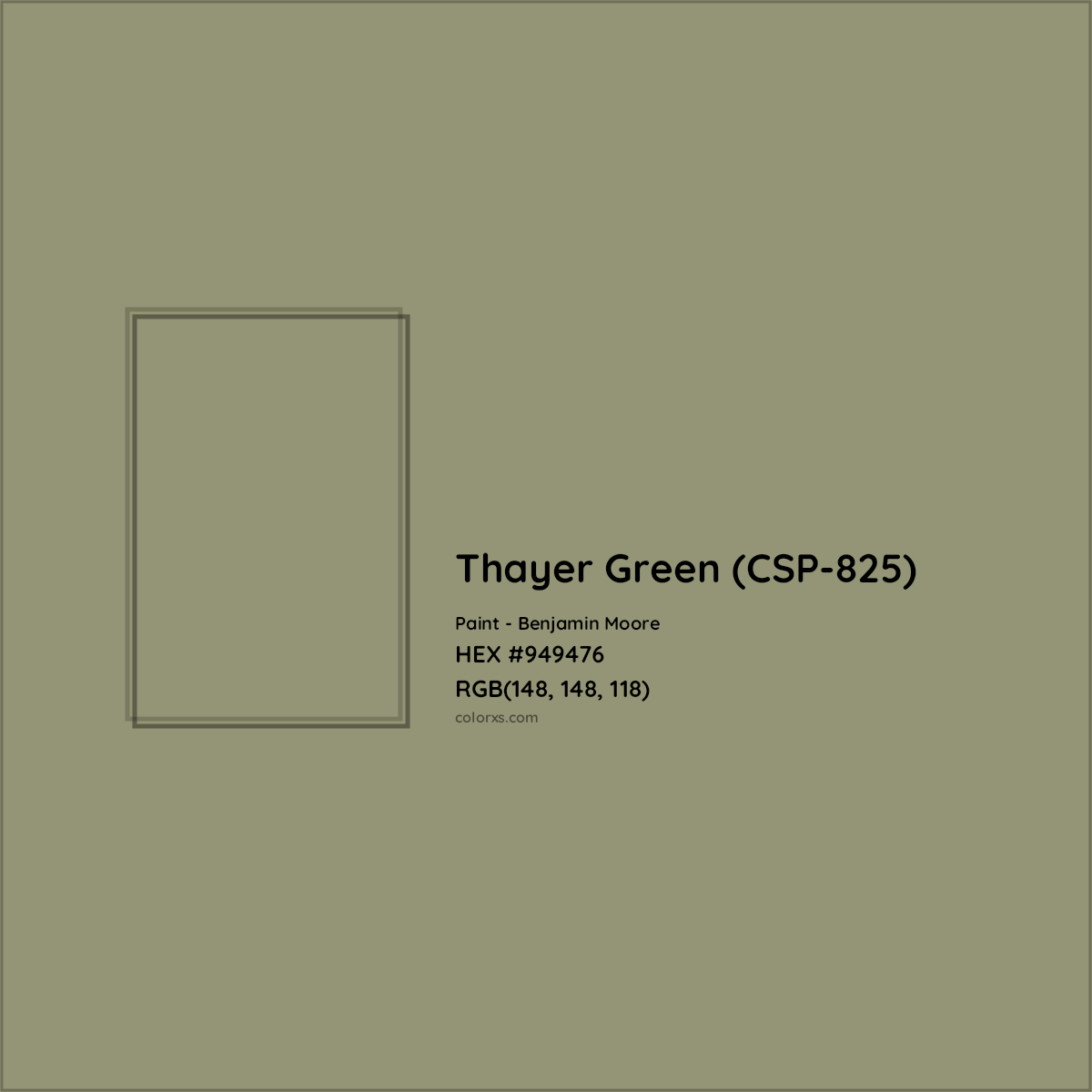 HEX #949476 Thayer Green (CSP-825) Paint Benjamin Moore - Color Code