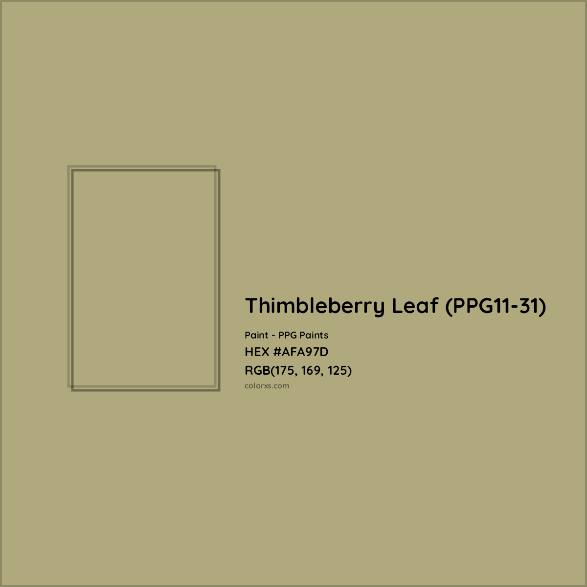 HEX #AFA97D Thimbleberry Leaf (PPG11-31) Paint PPG Paints - Color Code
