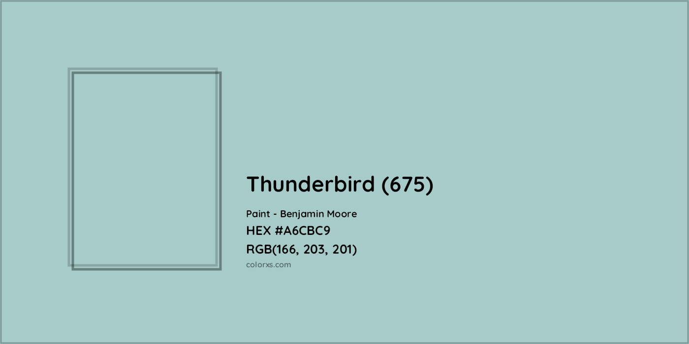 HEX #A6CBC9 Thunderbird (675) Paint Benjamin Moore - Color Code