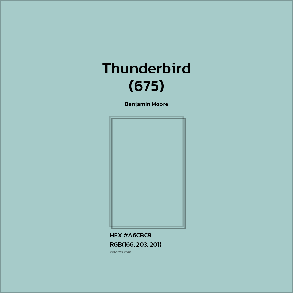 HEX #A6CBC9 Thunderbird (675) Paint Benjamin Moore - Color Code