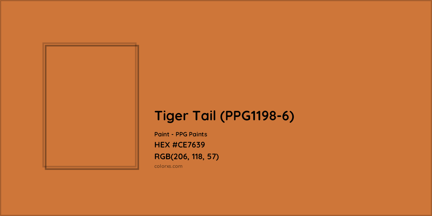 HEX #CE7639 Tiger Tail (PPG1198-6) Paint PPG Paints - Color Code