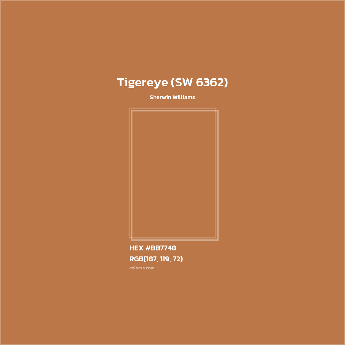 HEX #BB7748 Tigereye (SW 6362) Paint Sherwin Williams - Color Code