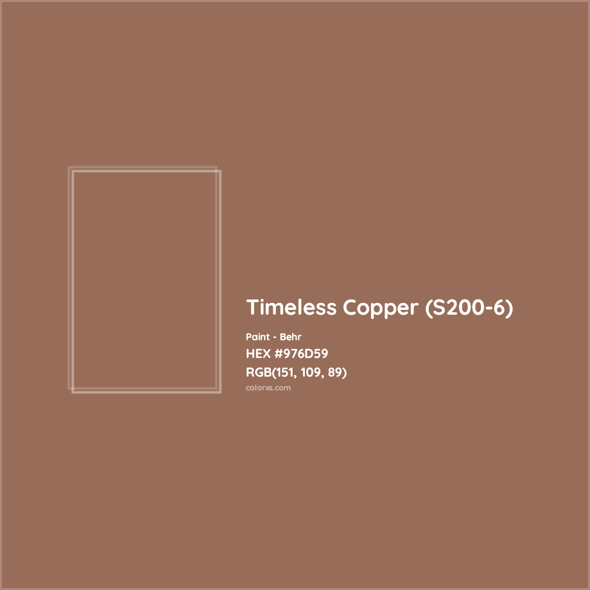 HEX #976D59 Timeless Copper (S200-6) Paint Behr - Color Code