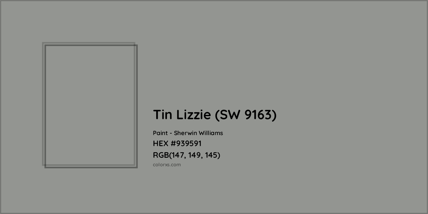 HEX #939591 Tin Lizzie (SW 9163) Paint Sherwin Williams - Color Code