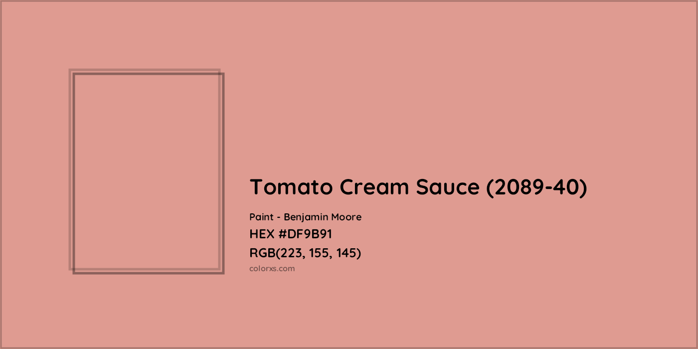 HEX #DF9B91 Tomato Cream Sauce (2089-40) Paint Benjamin Moore - Color Code