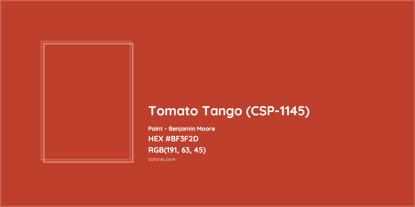 HEX #BF3F2D Tomato Tango (CSP-1145) Paint Benjamin Moore - Color Code