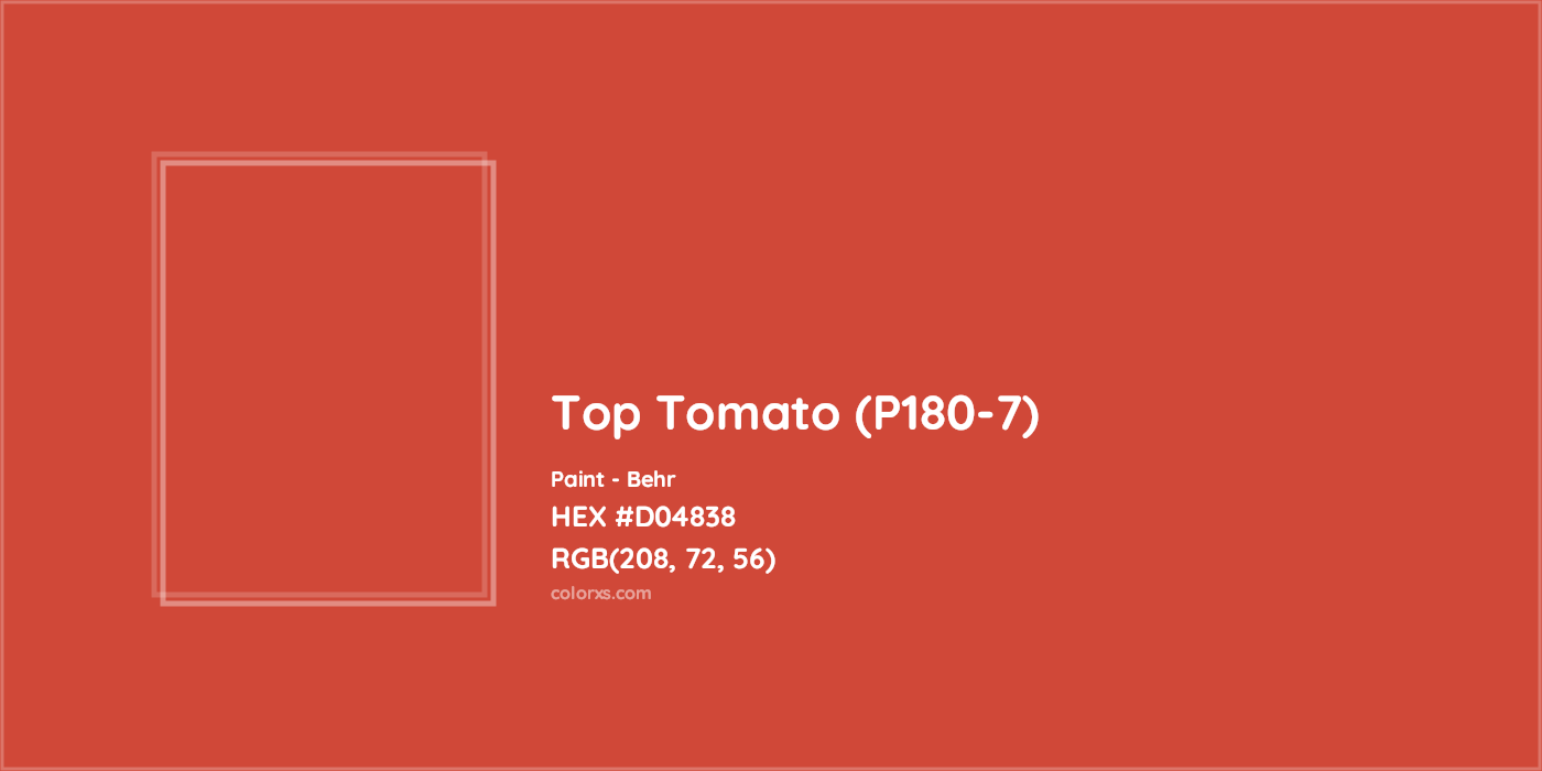 HEX #D04838 Top Tomato (P180-7) Paint Behr - Color Code
