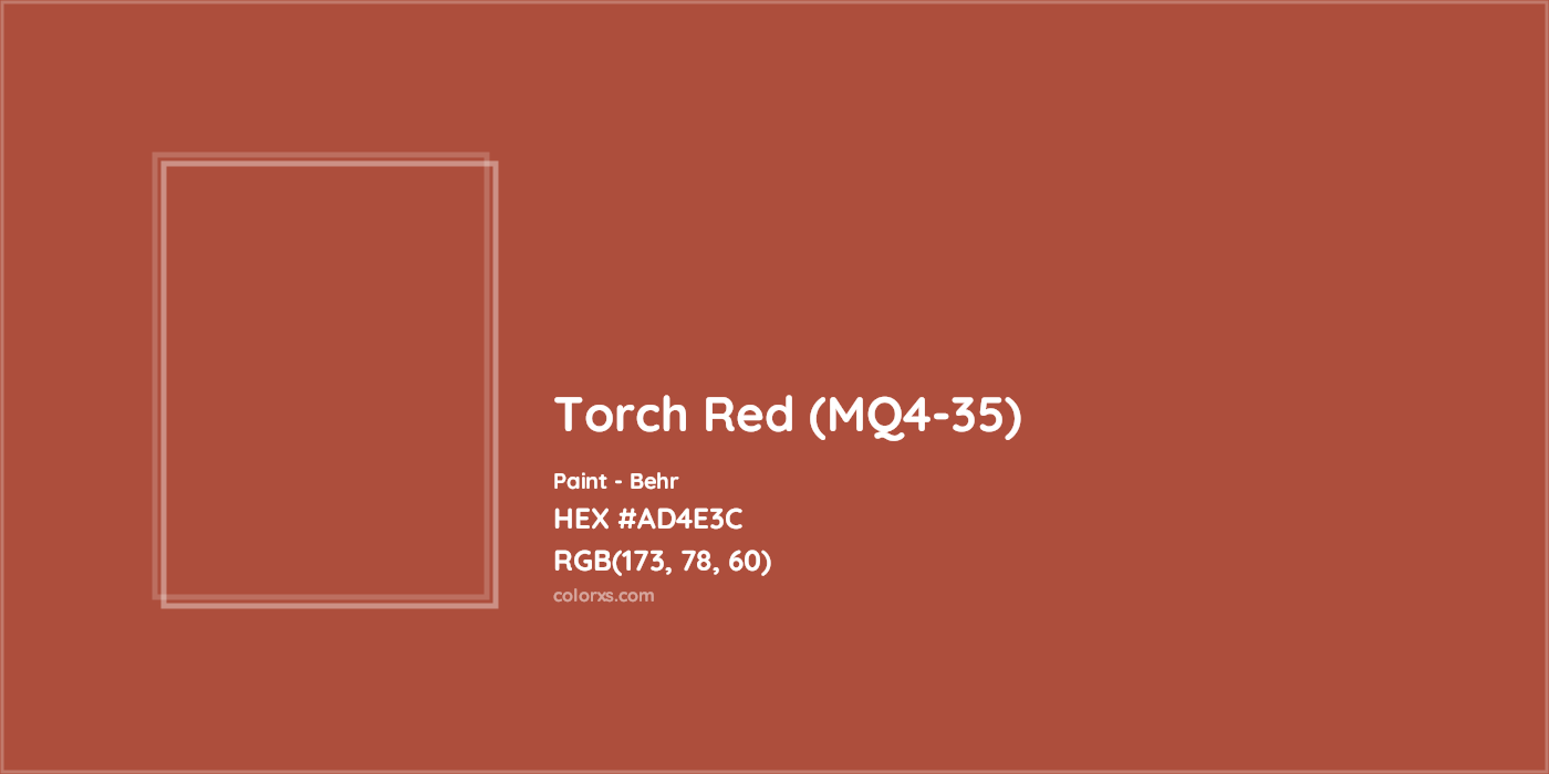 HEX #AD4E3C Torch Red (MQ4-35) Paint Behr - Color Code