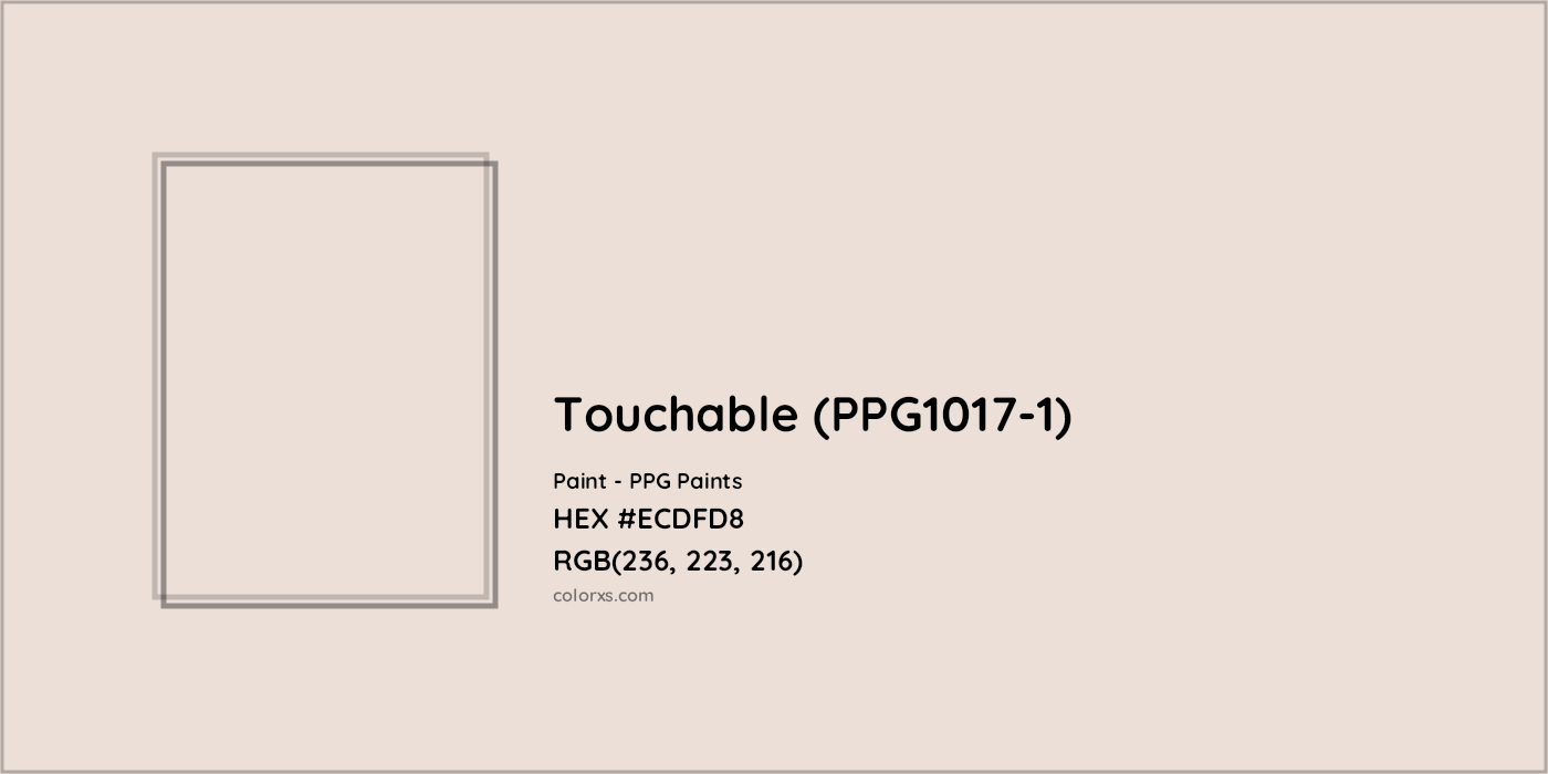 HEX #ECDFD8 Touchable (PPG1017-1) Paint PPG Paints - Color Code