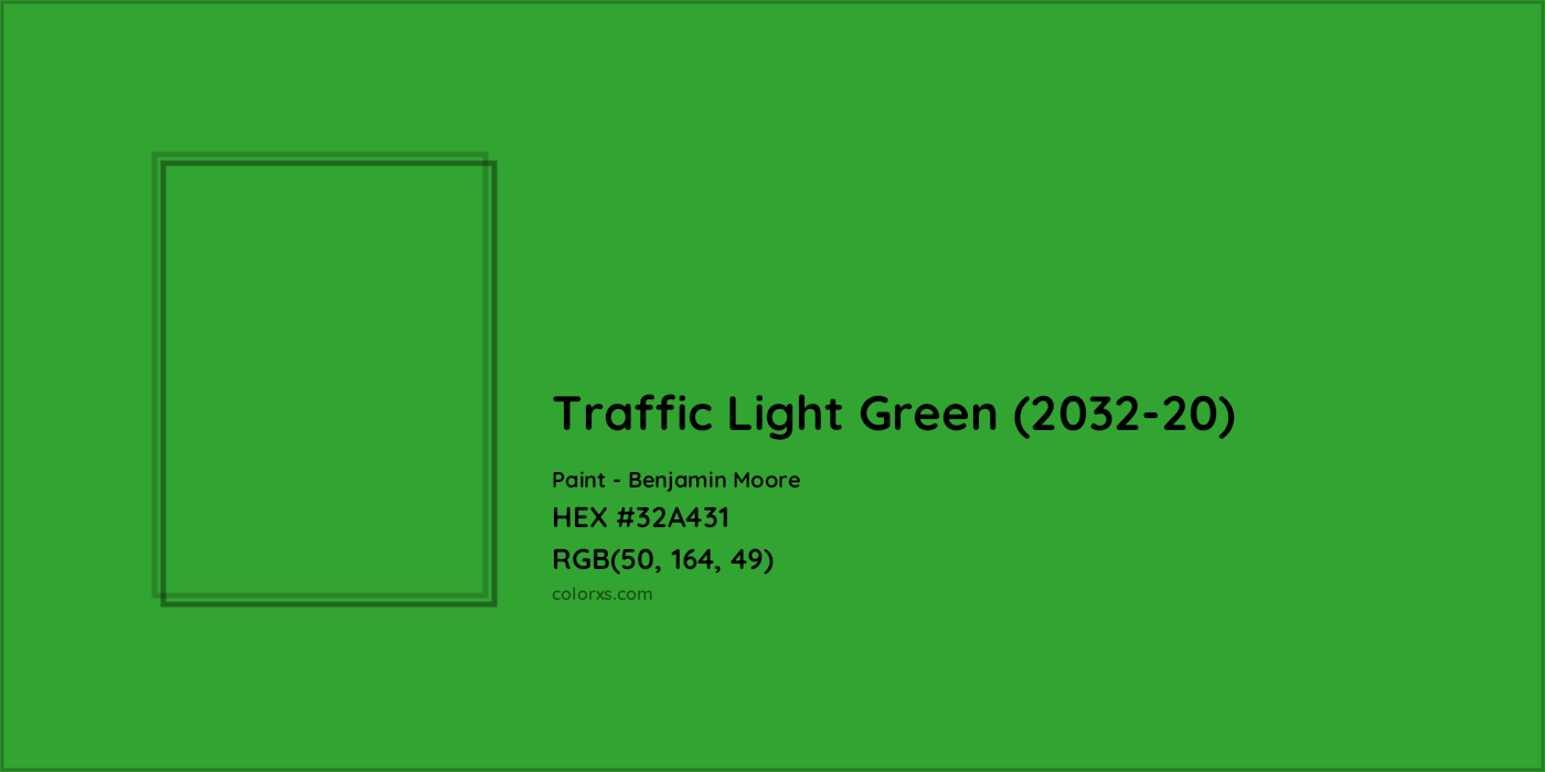 HEX #32A431 Traffic Light Green (2032-20) Paint Benjamin Moore - Color Code