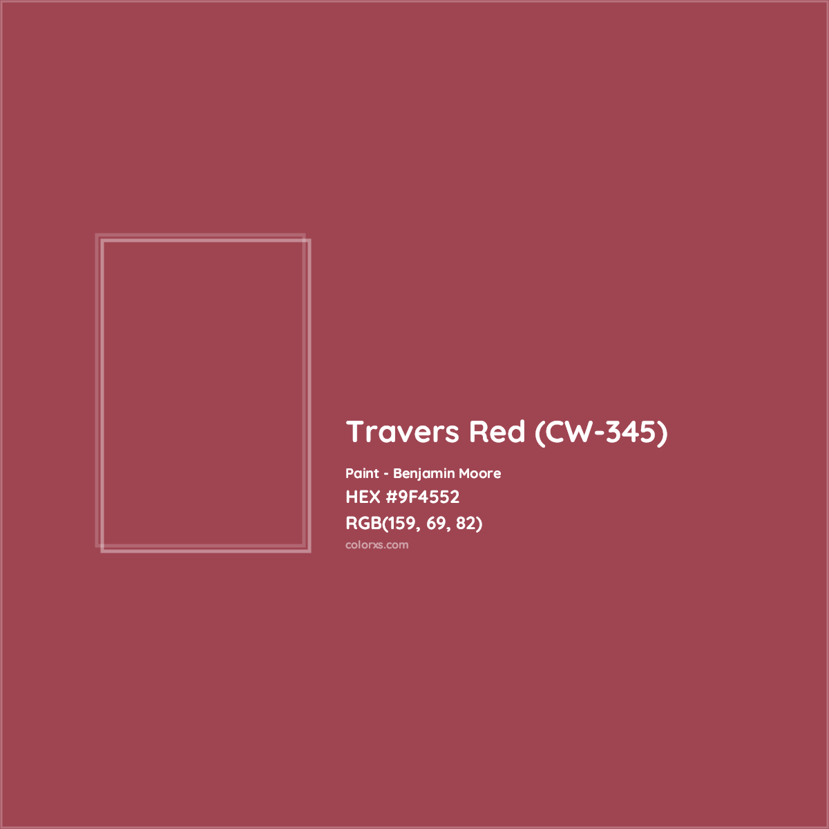HEX #9F4552 Travers Red (CW-345) Paint Benjamin Moore - Color Code