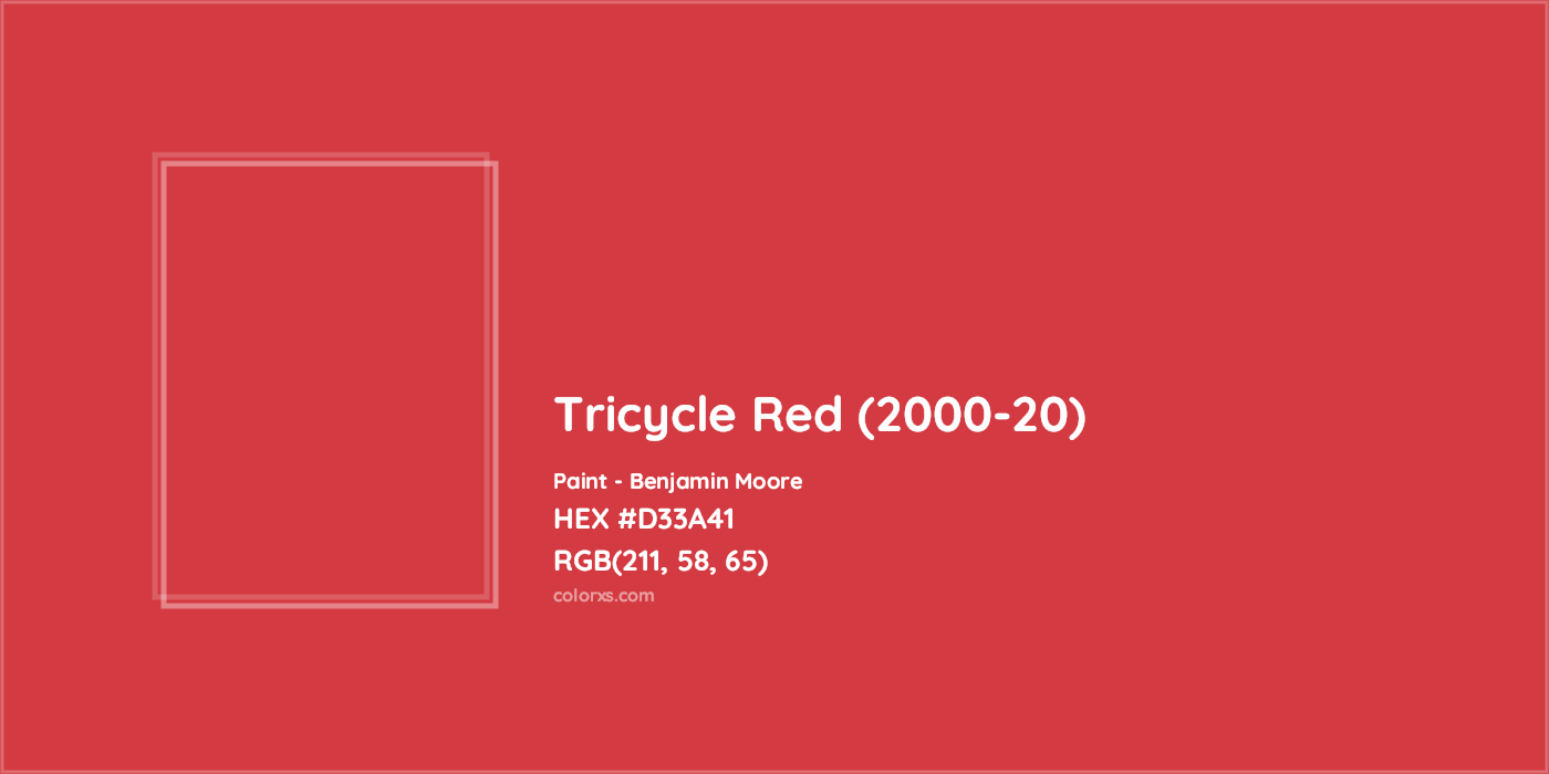HEX #D33A41 Tricycle Red (2000-20) Paint Benjamin Moore - Color Code