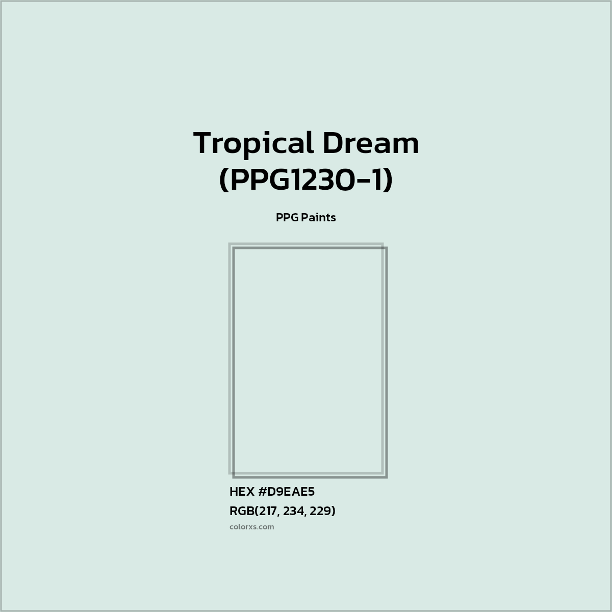 HEX #D9EAE5 Tropical Dream (PPG1230-1) Paint PPG Paints - Color Code