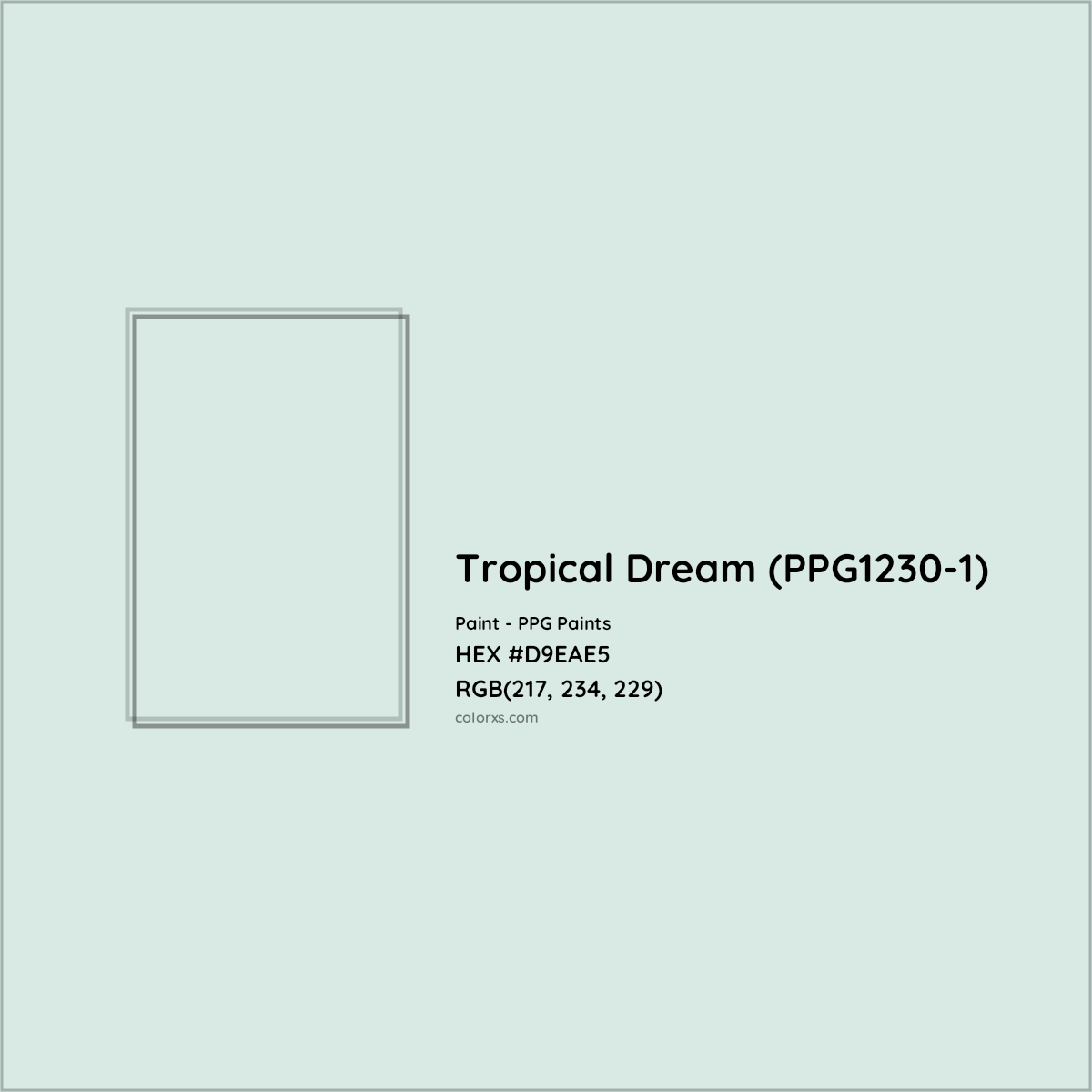 HEX #D9EAE5 Tropical Dream (PPG1230-1) Paint PPG Paints - Color Code