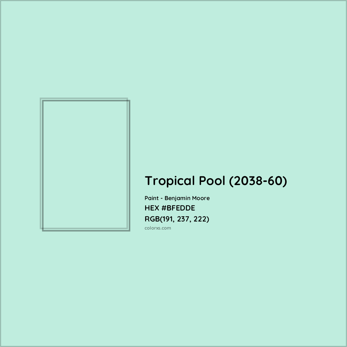 HEX #BFEDDE Tropical Pool (2038-60) Paint Benjamin Moore - Color Code