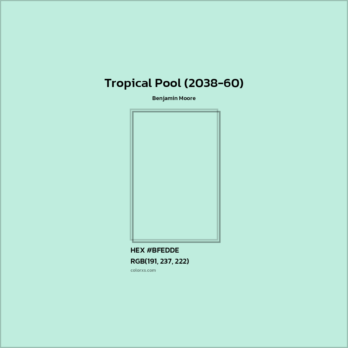 HEX #BFEDDE Tropical Pool (2038-60) Paint Benjamin Moore - Color Code