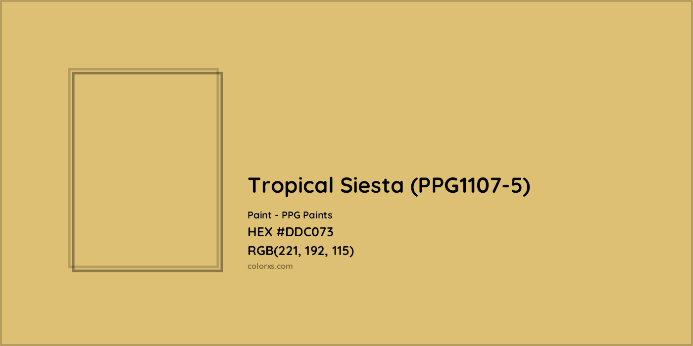 HEX #DDC073 Tropical Siesta (PPG1107-5) Paint PPG Paints - Color Code