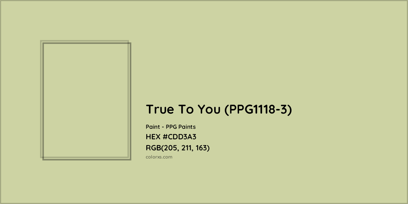 HEX #CDD3A3 True To You (PPG1118-3) Paint PPG Paints - Color Code