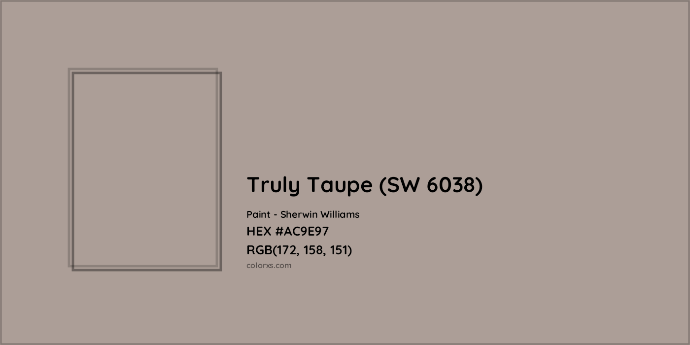 HEX #AC9E97 Truly Taupe (SW 6038) Paint Sherwin Williams - Color Code