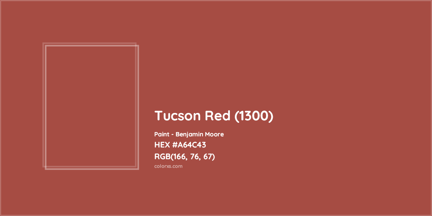 HEX #A64C43 Tucson Red (1300) Paint Benjamin Moore - Color Code