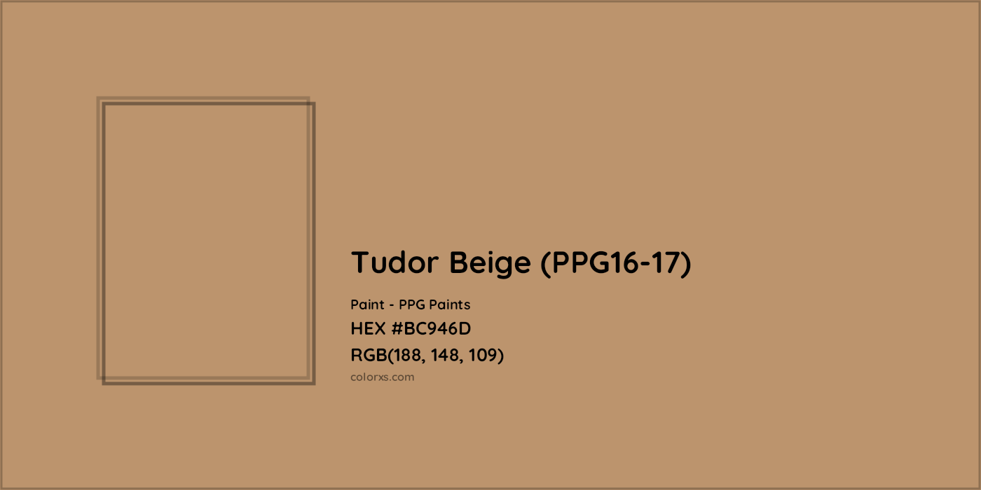 HEX #BC946D Tudor Beige (PPG16-17) Paint PPG Paints - Color Code